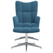 Relaxstoel met voetenbank fluweel blauw