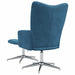 Relaxstoel met voetenbank fluweel blauw