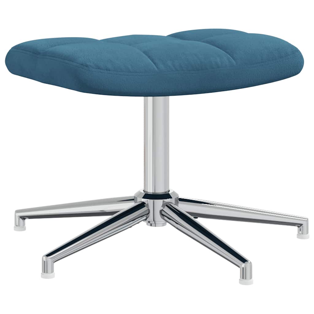 Relaxstoel met voetenbank fluweel blauw