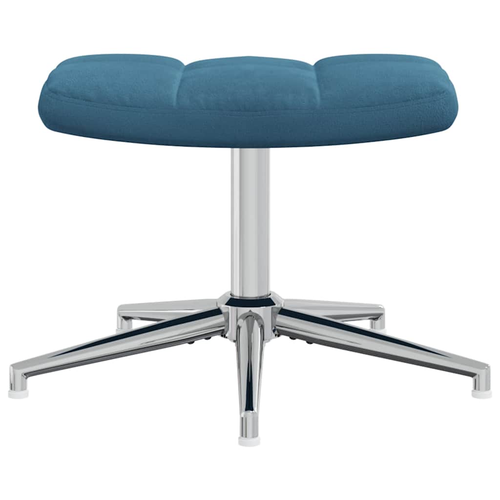 Relaxstoel met voetenbank fluweel blauw