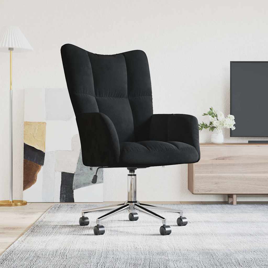 Relaxstoel fluweel zwart