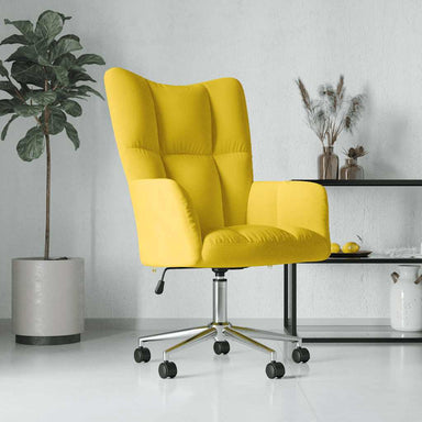 Relaxstoel fluweel mosterdgeel