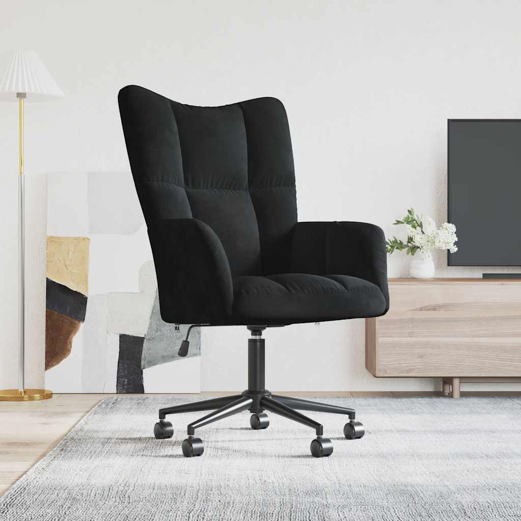 Relaxstoel fluweel zwart