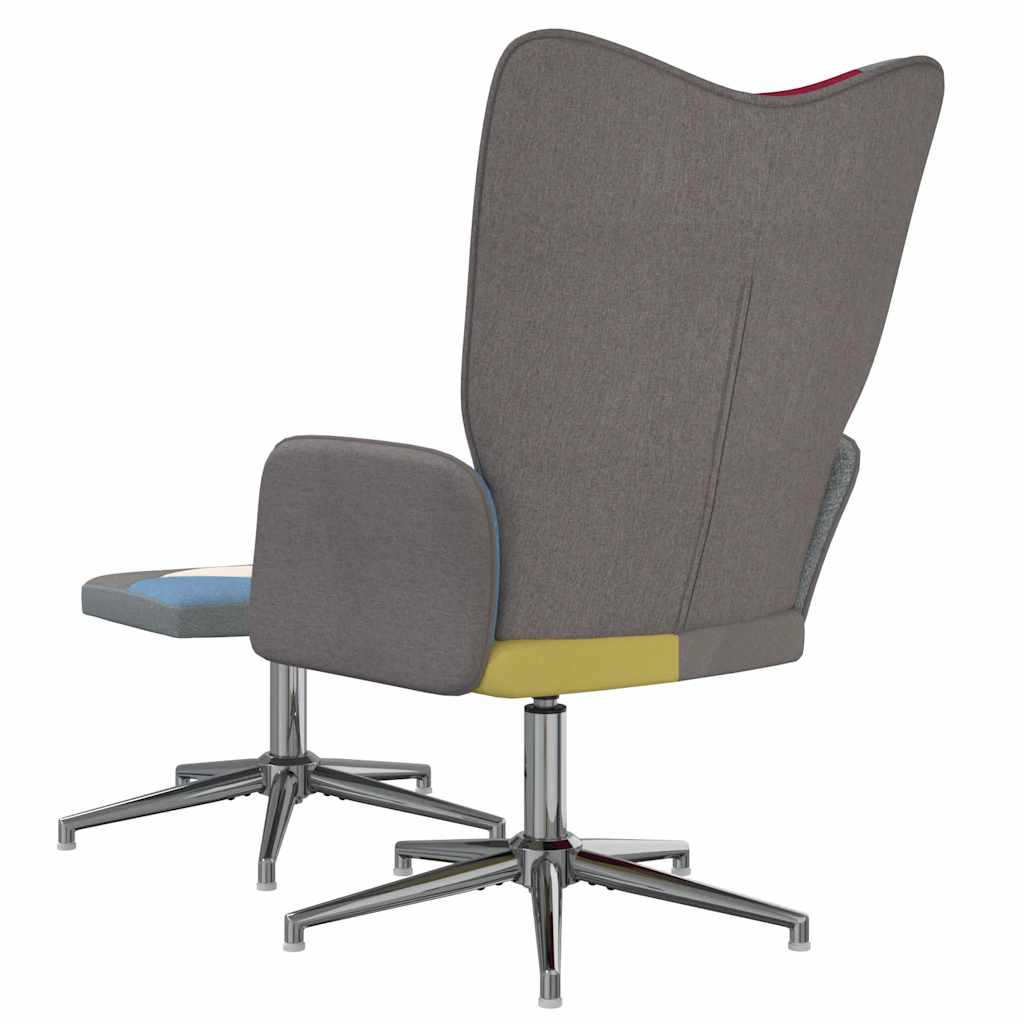 Relaxstoel met voetenbank patchwork stof