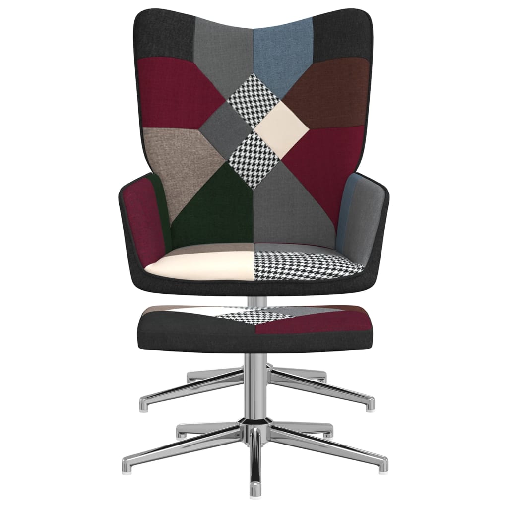 Relaxstoel met voetenbank patchwork stof