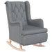 Fauteuil met massief rubberwood schommelpoten stof lichtgrijs