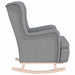 Fauteuil met massief rubberwood schommelpoten stof lichtgrijs