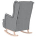 Fauteuil met massief rubberwood schommelpoten stof lichtgrijs