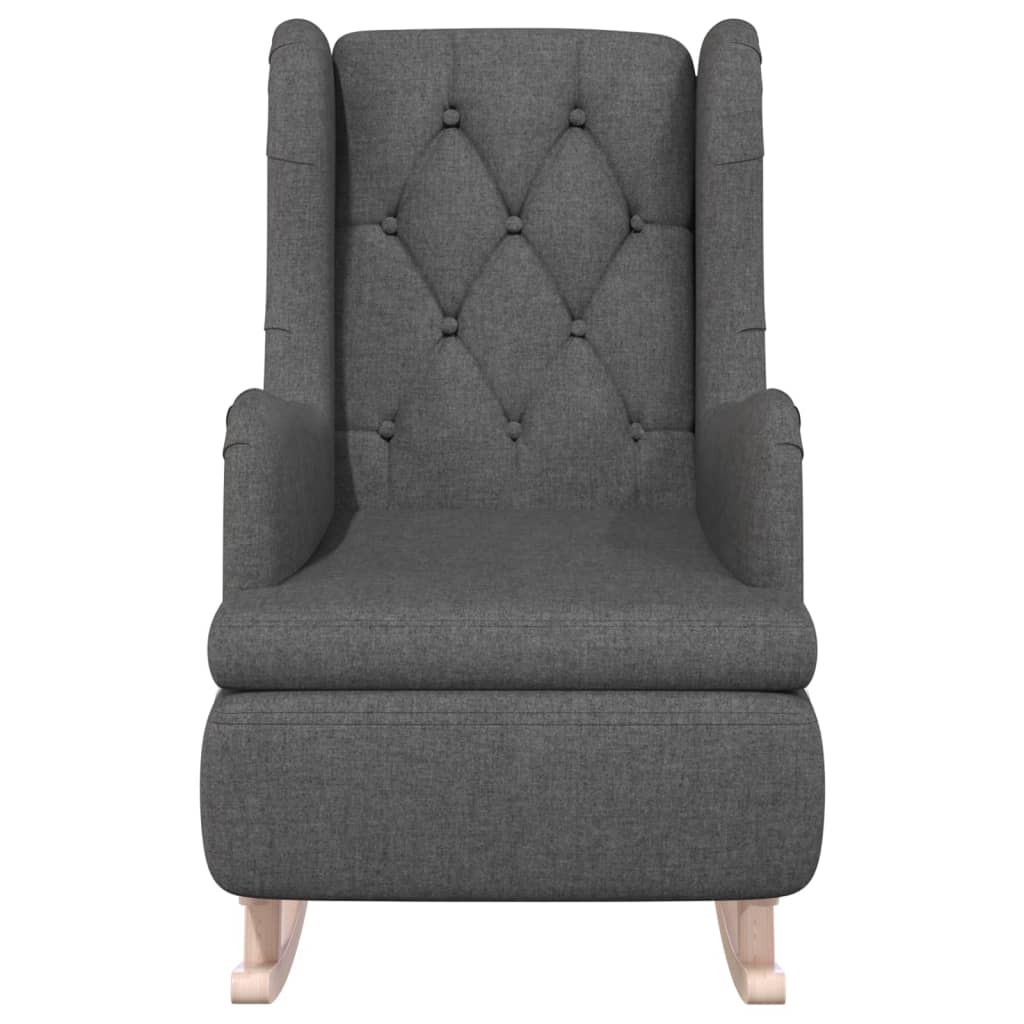 Fauteuil met massief rubberwood schommelpoten stof donkergrijs