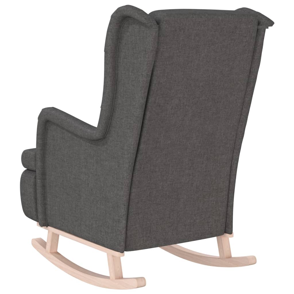 Fauteuil met massief rubberwood schommelpoten stof donkergrijs
