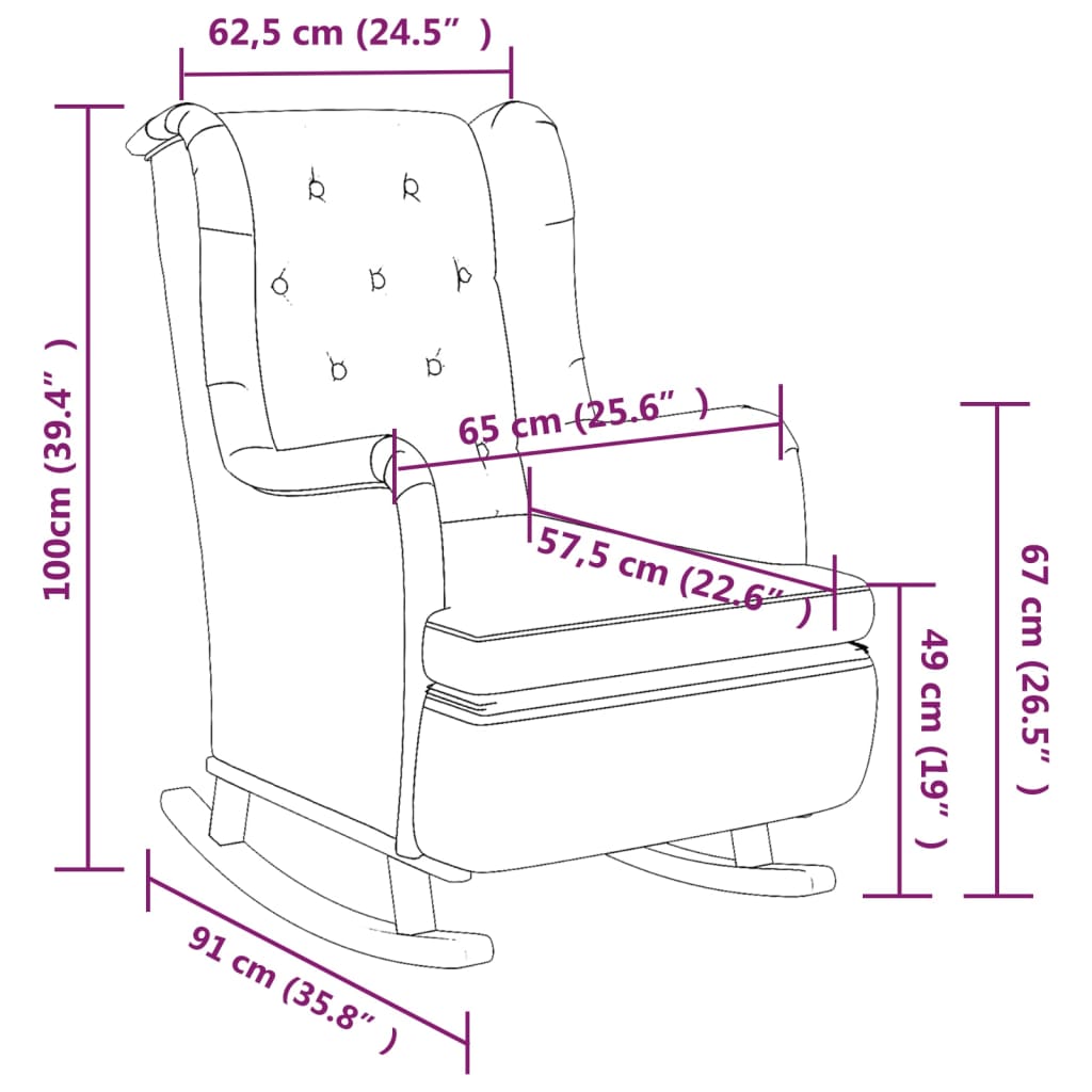 Fauteuil met massief rubberwood schommelpoten stof donkergrijs