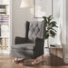 Fauteuil met massief rubberwood schommelpoten stof donkergrijs