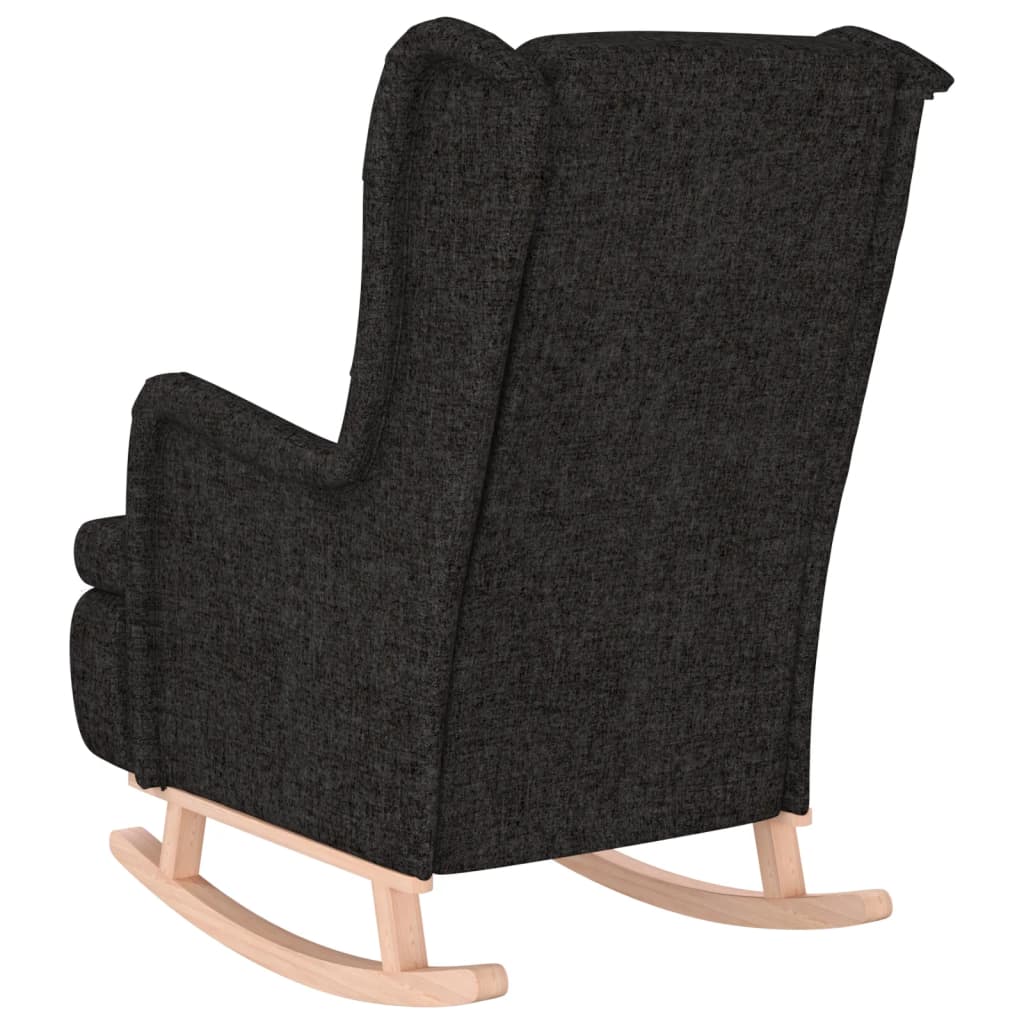 Fauteuil met massief rubberwood schommelpoten stof zwart