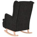 Fauteuil met massief rubberwood schommelpoten stof zwart