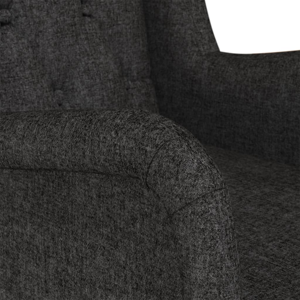 Fauteuil met massief rubberwood schommelpoten stof zwart