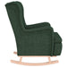 Fauteuil met massief rubberwood schommelpoten stof donkergroen