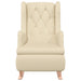 Fauteuil met massief rubberwood schommelpoten stof crèmekleurig
