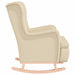 Fauteuil met massief rubberwood schommelpoten stof crèmekleurig