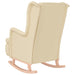 Fauteuil met massief rubberwood schommelpoten stof crèmekleurig