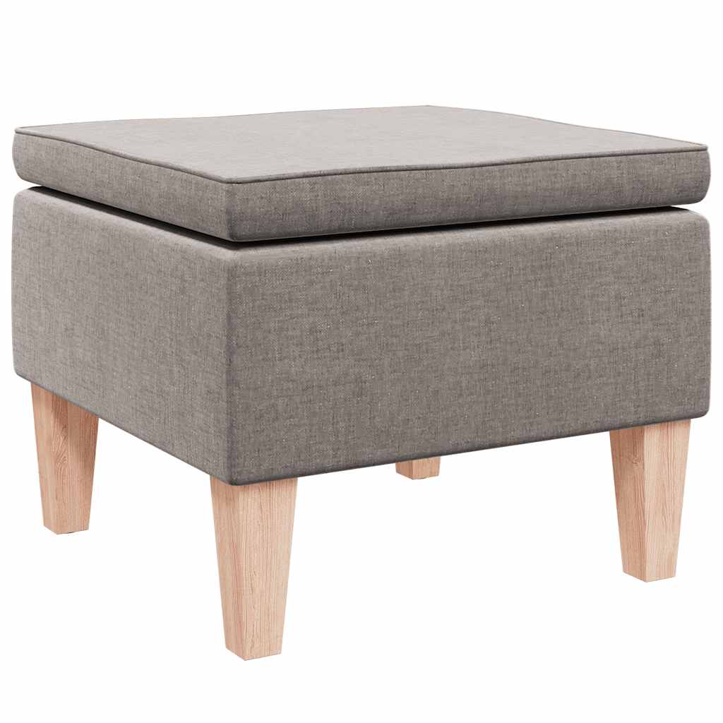 Kruk met houten poten stof taupe