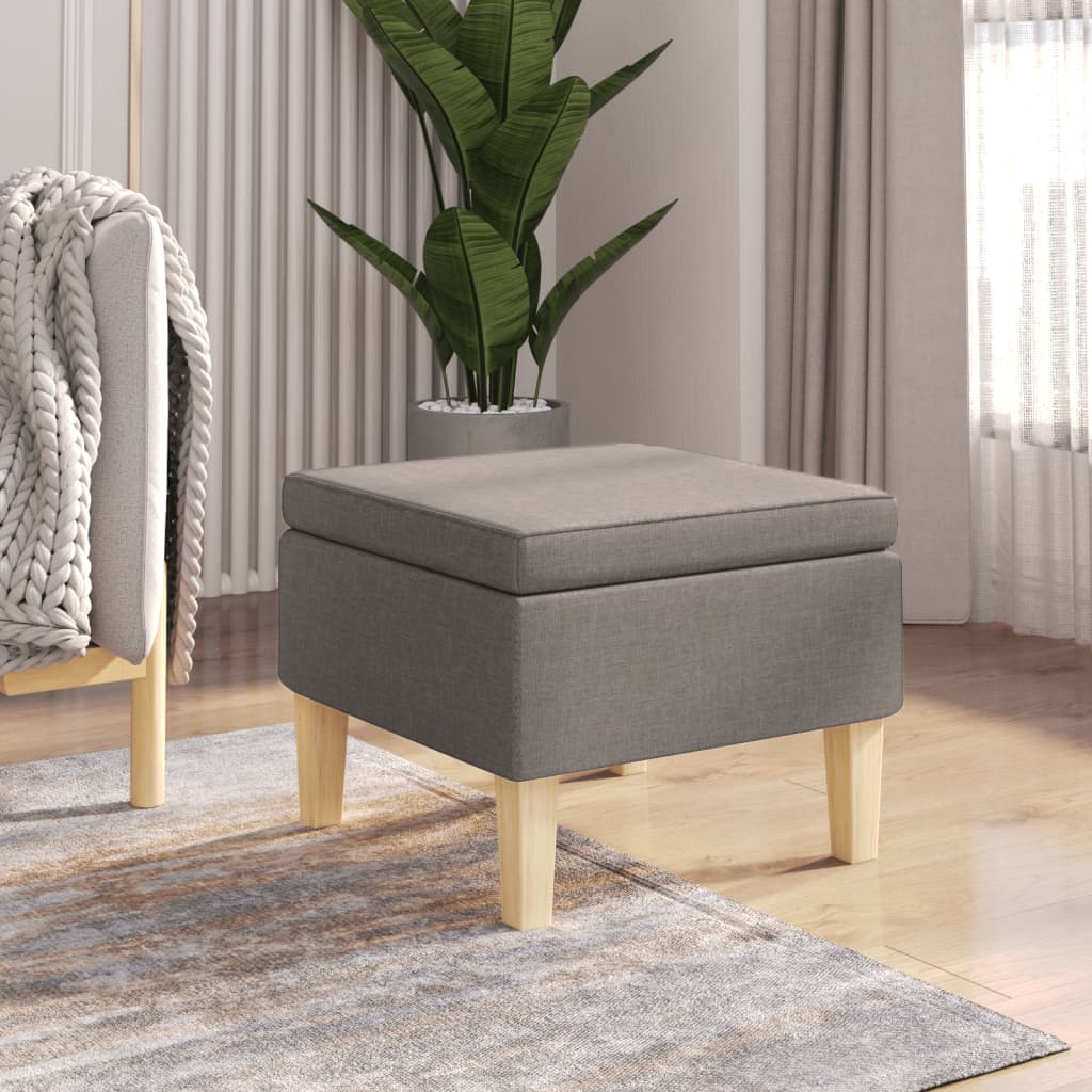 Kruk met houten poten stof taupe