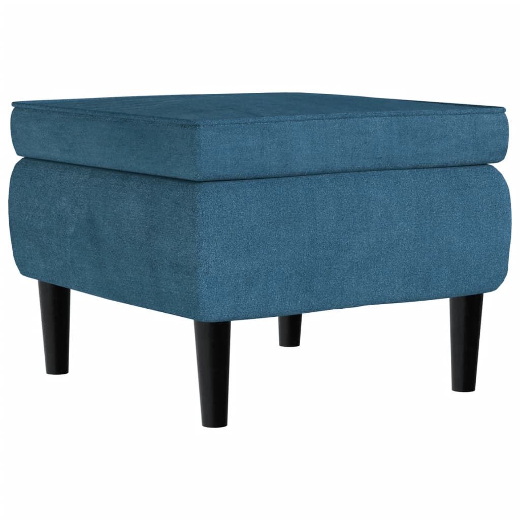 Kruk met houten poten fluweel blauw