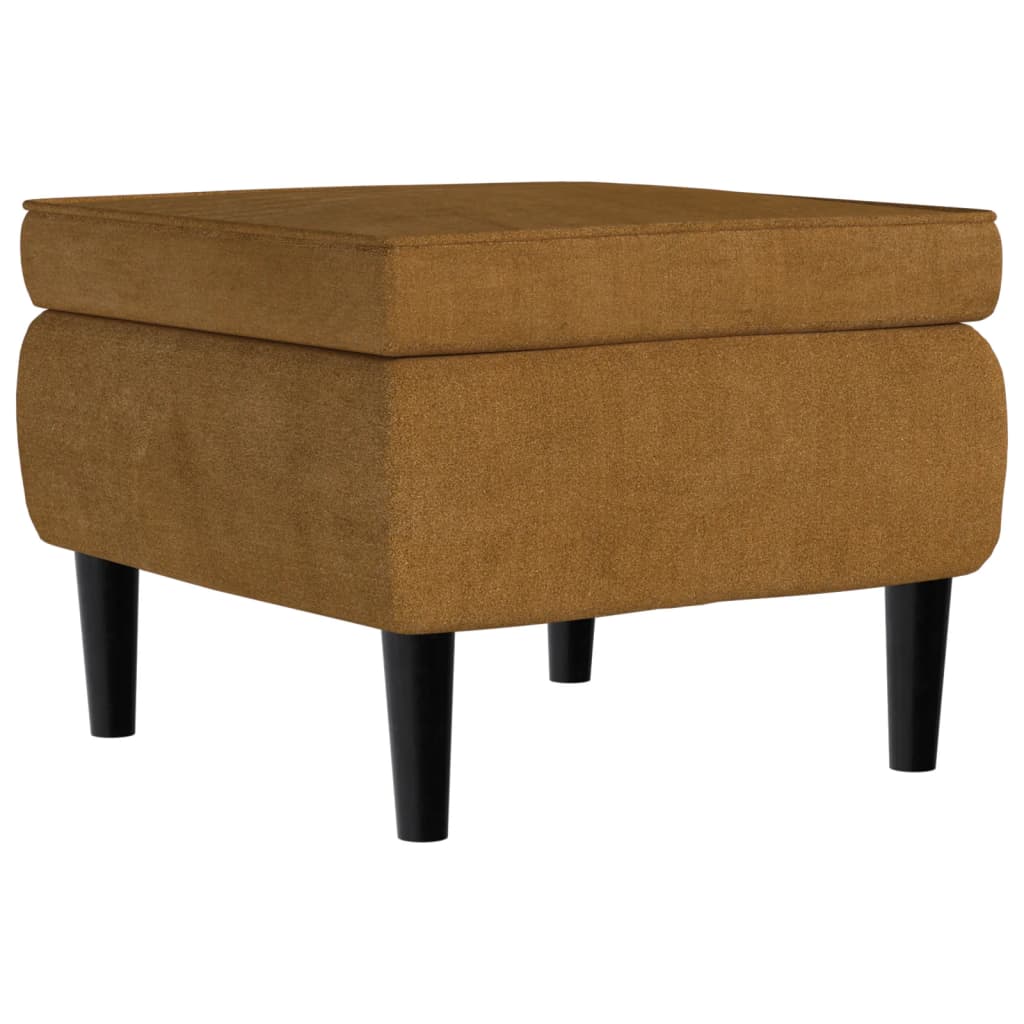 Kruk met houten poten fluweel bruin