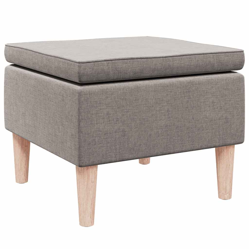 Kruk met houten poten stof taupe