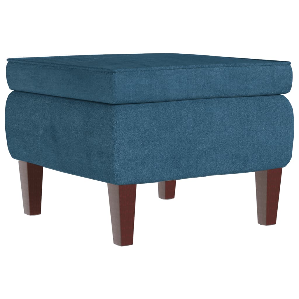 Kruk met houten poten fluweel blauw