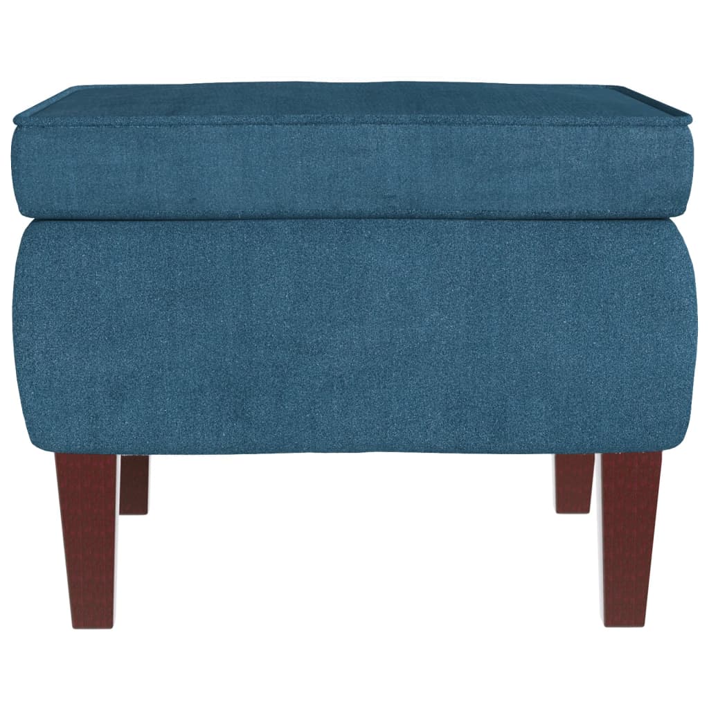 Kruk met houten poten fluweel blauw