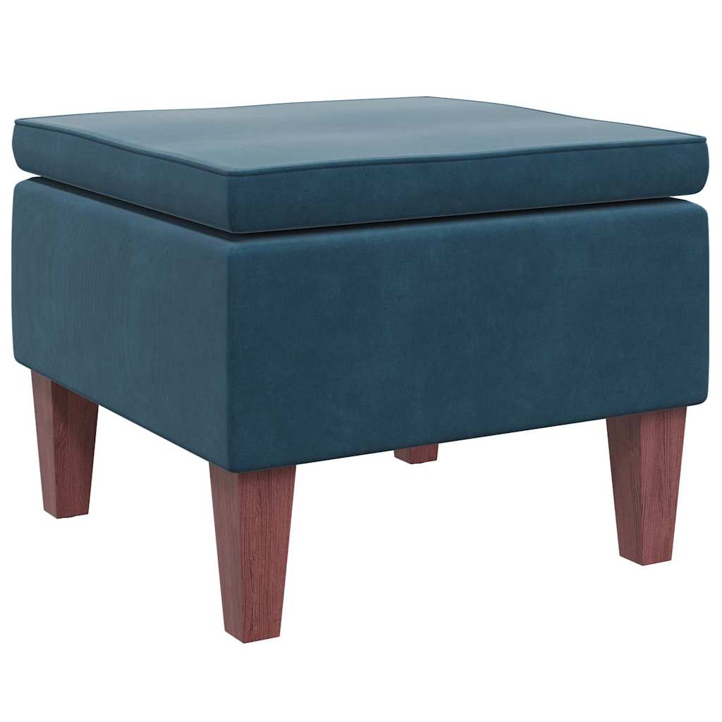 Kruk met houten poten fluweel blauw