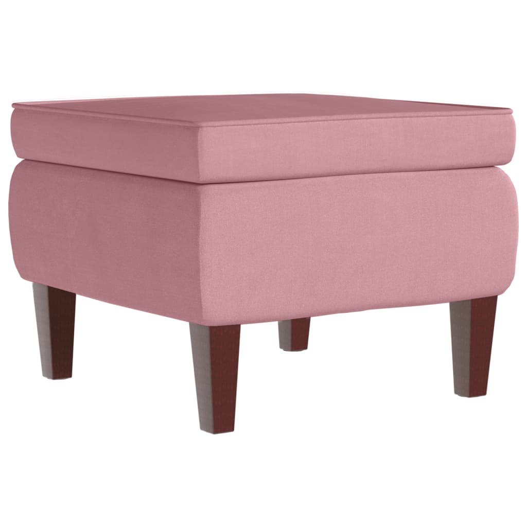 Kruk met houten poten fluweel roze