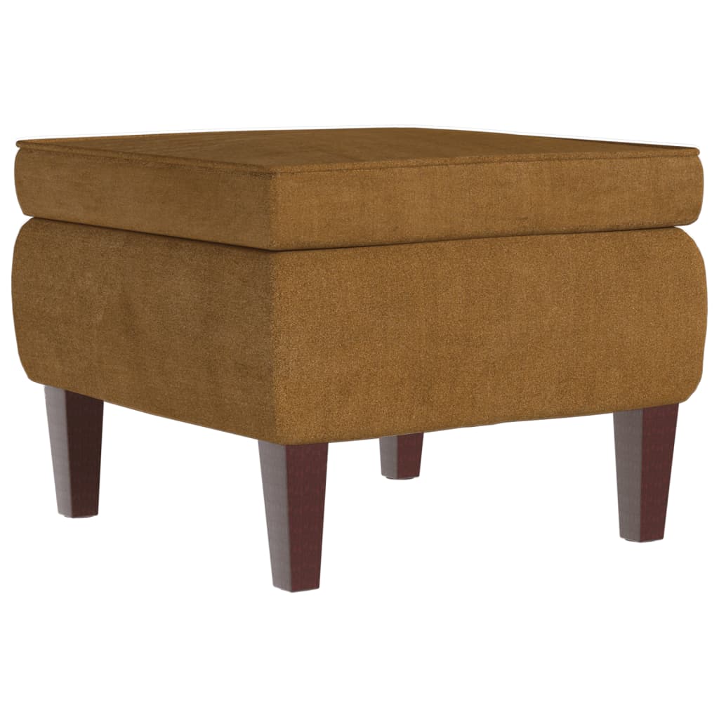 Kruk met houten poten fluweel bruin