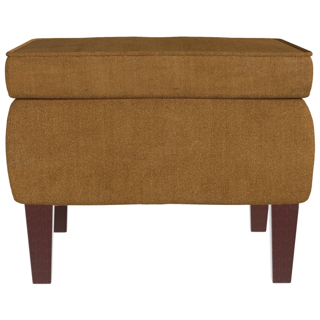 Kruk met houten poten fluweel bruin