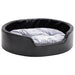 Hondenmand 69x59x19 cm pluche en kunstleer zwart en grijs
