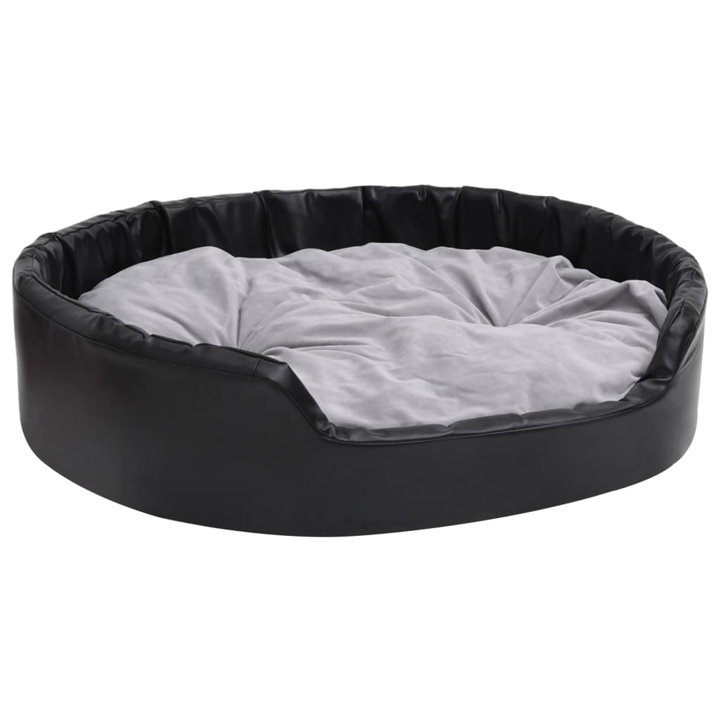 Hondenmand 99x89x21 cm pluche en kunstleer zwart en grijs