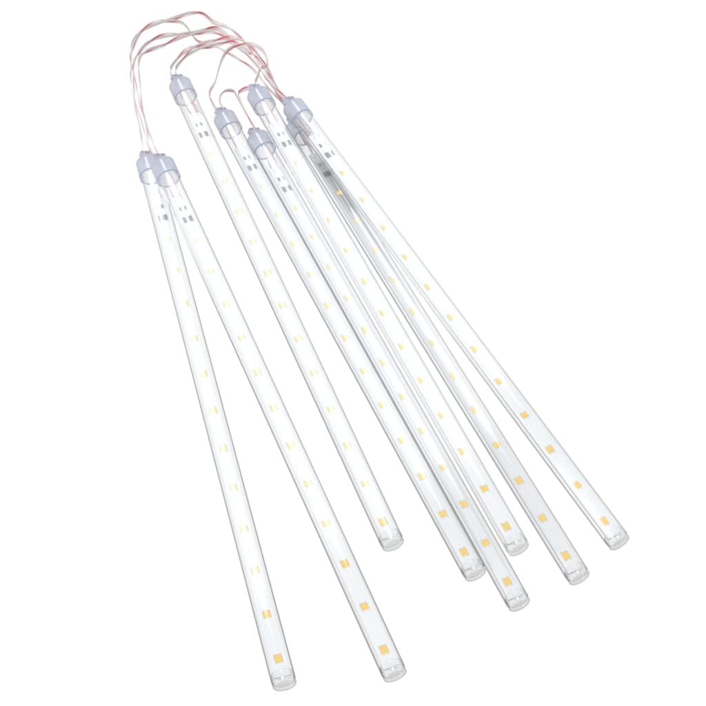 Meteoorlichten 8 st 192 LED's binnen/buiten 30 cm warmwit