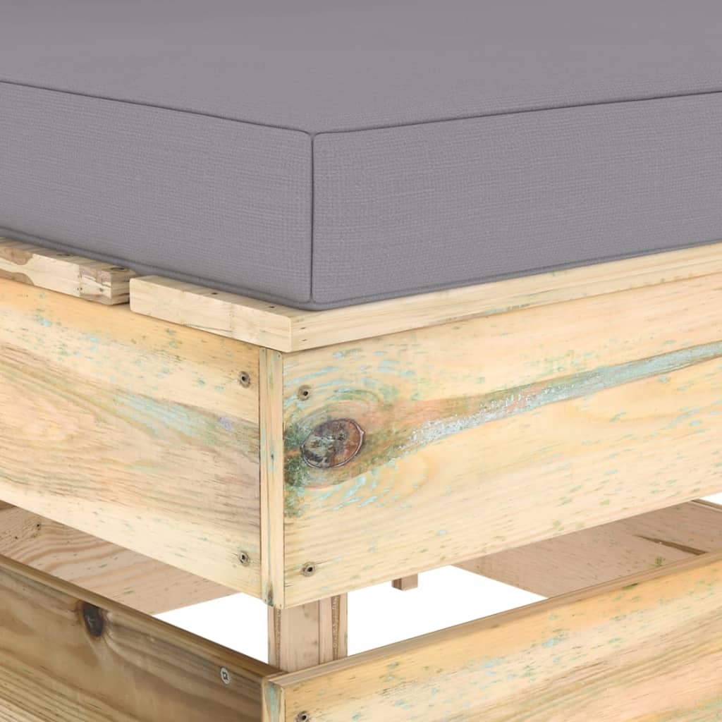 Middenbank Sectioneel Met Kussens Groen Geïmpregneerd Hout 1 Grijs en bruin