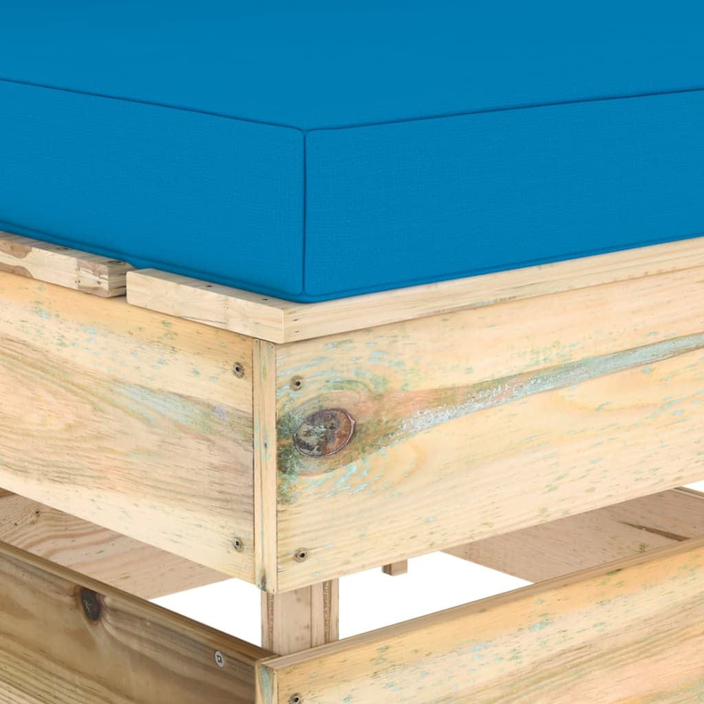 Middenbank Sectioneel Met Kussens Groen Geïmpregneerd Hout 1 Lichtblauw en bruin
