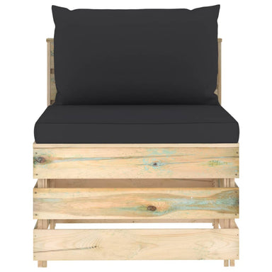 Middenbank Sectioneel Met Kussens Groen Geïmpregneerd Hout 1 Zwart en bruin