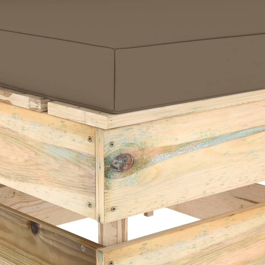 Middenbank Sectioneel Met Kussens Groen Geïmpregneerd Hout 1 Taupe en bruin