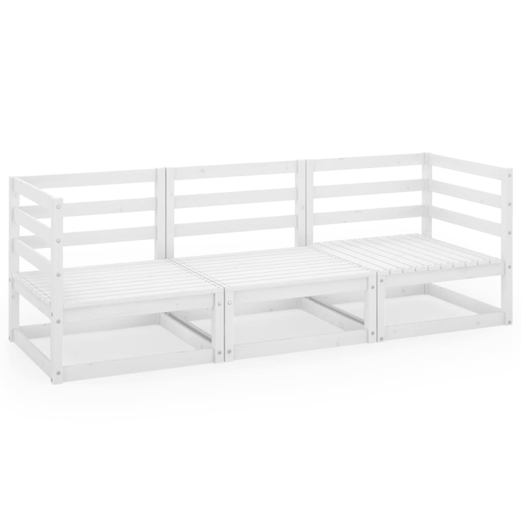 Tuinbank 3-zits massief grenenhout wit