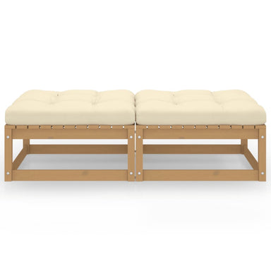 Tuinvoetenbanken 2 St Met Kussens Massief Grenenhout 1 Honingbruin