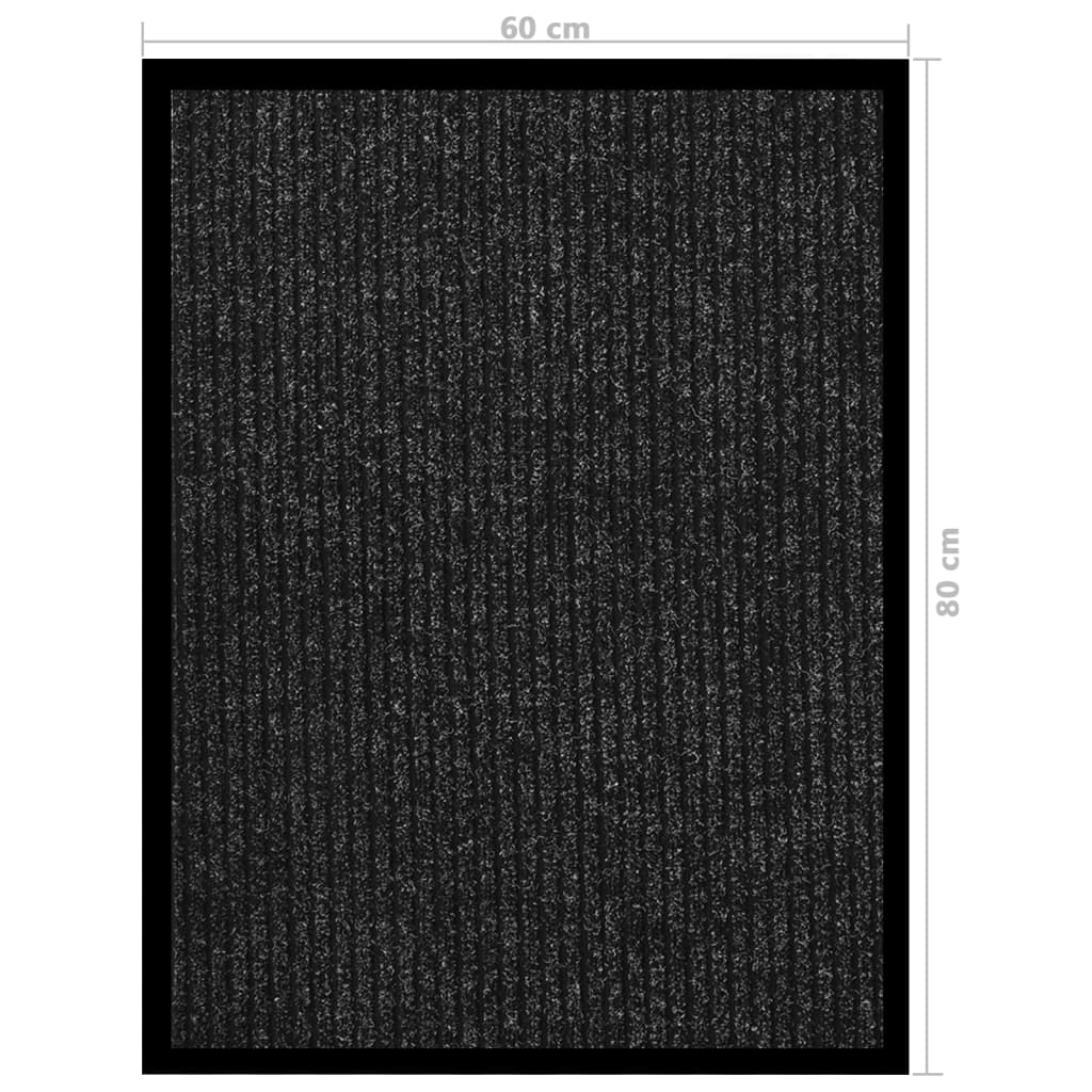 Deurmat 60x80 cm gestreept antracietkleurig