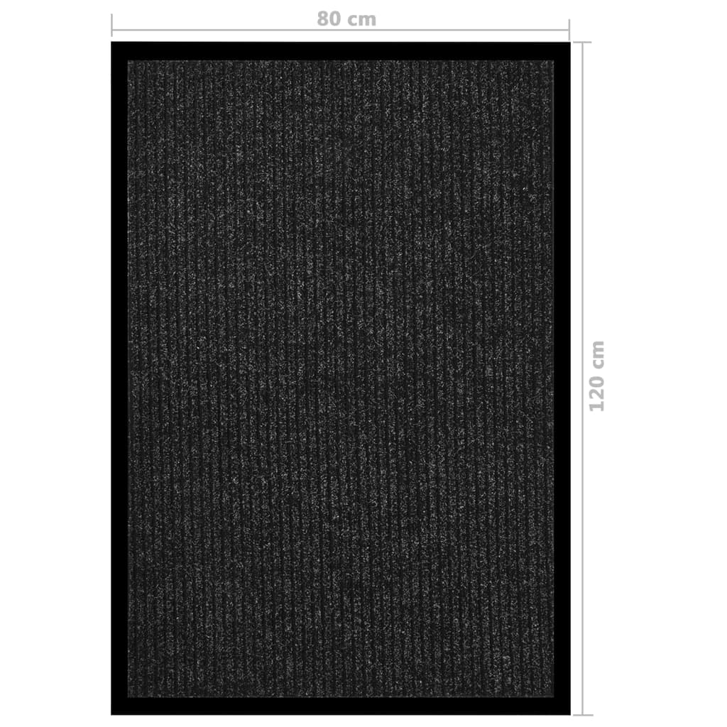 Deurmat 80x120 cm gestreept antraciet