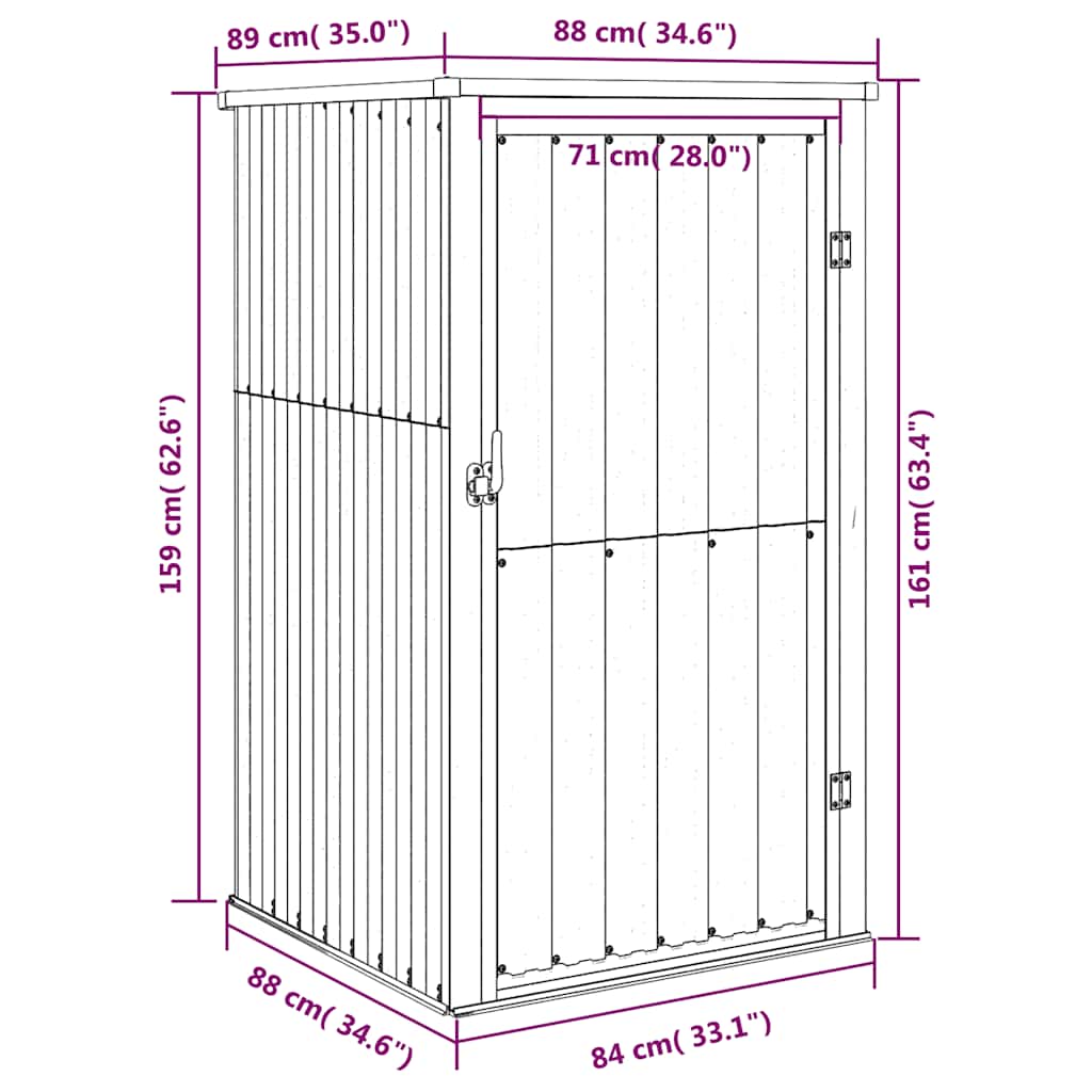 Tuinschuur 88x89x161 cm gegalvaniseerd staal bruin