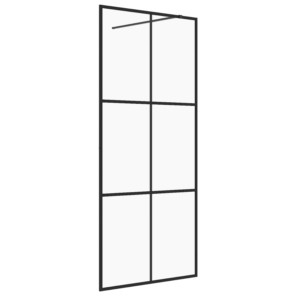 Inloopdouchewand 80x195 cm ESG-glas transparant en zwart