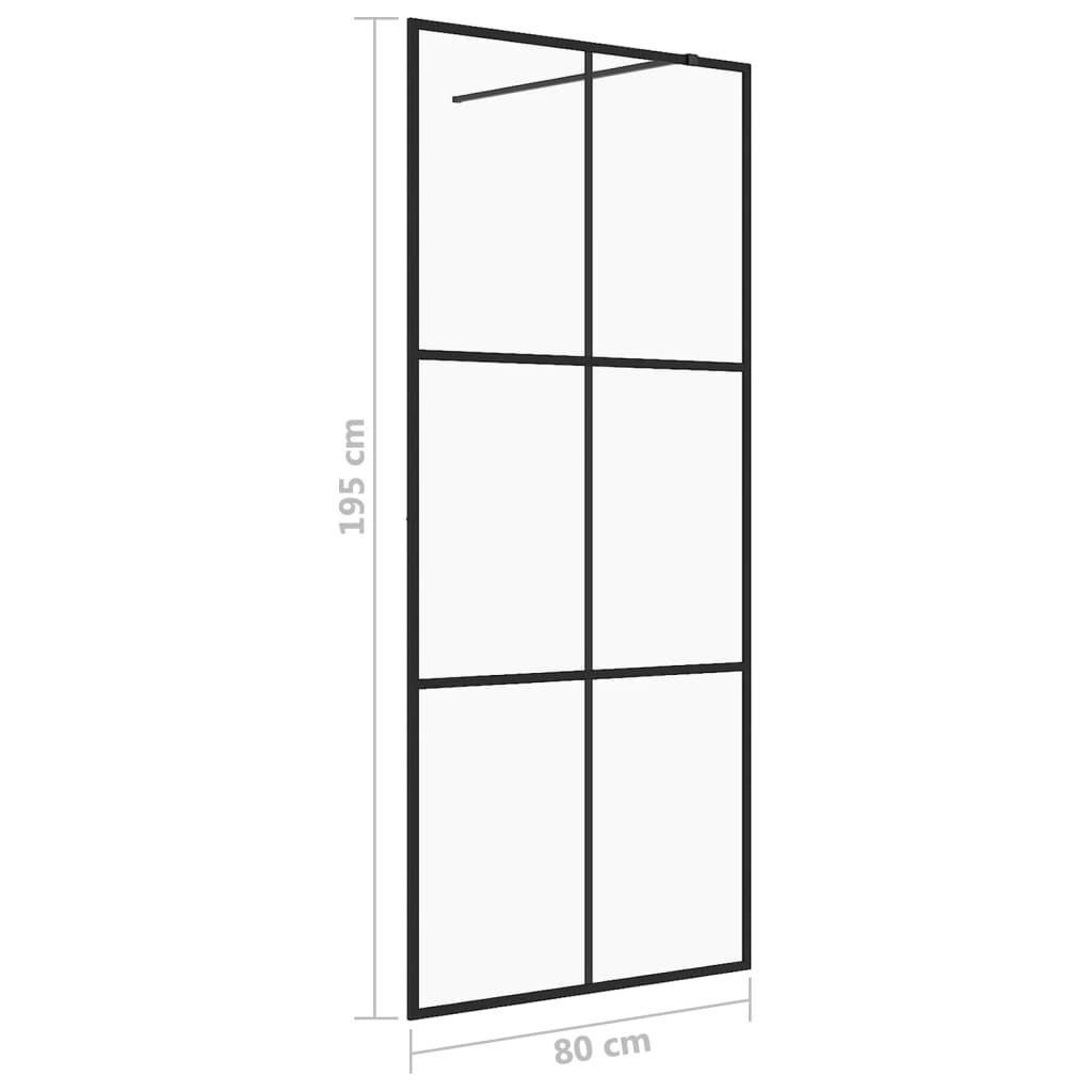 Inloopdouchewand 80x195 cm ESG-glas transparant en zwart