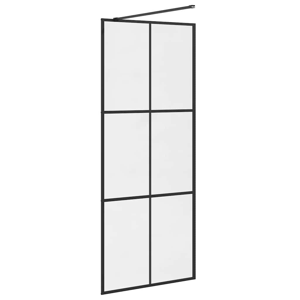 Inloopdouchewand 80x195 cm ESG-glas transparant en zwart