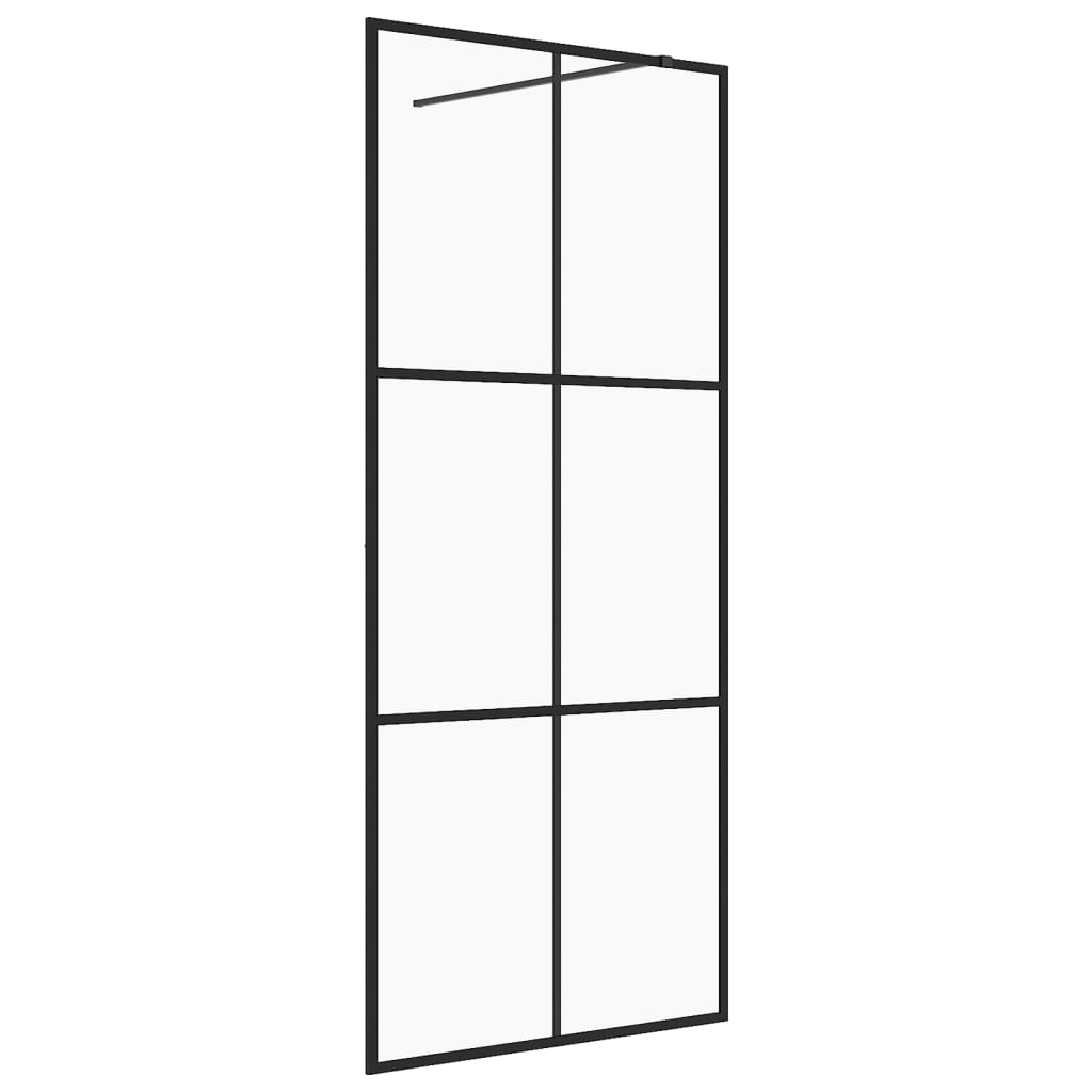Inloopdouchewand 100x195 cm ESG-glas transparant en zwart
